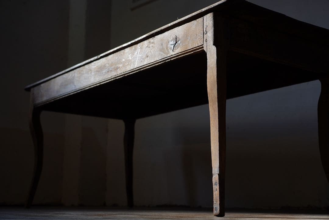 アンティーク　フランス　テーブル　ダイニングテーブル　オーク　什器　古木