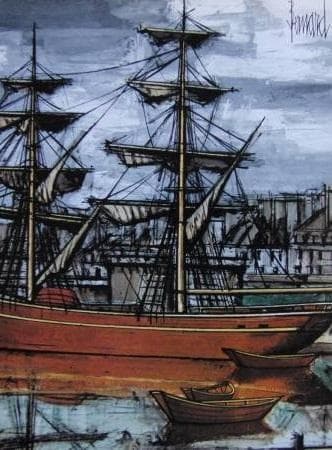 ベルナール・ビュッフェ「Saint Malo,le brick」希少画集の額装画