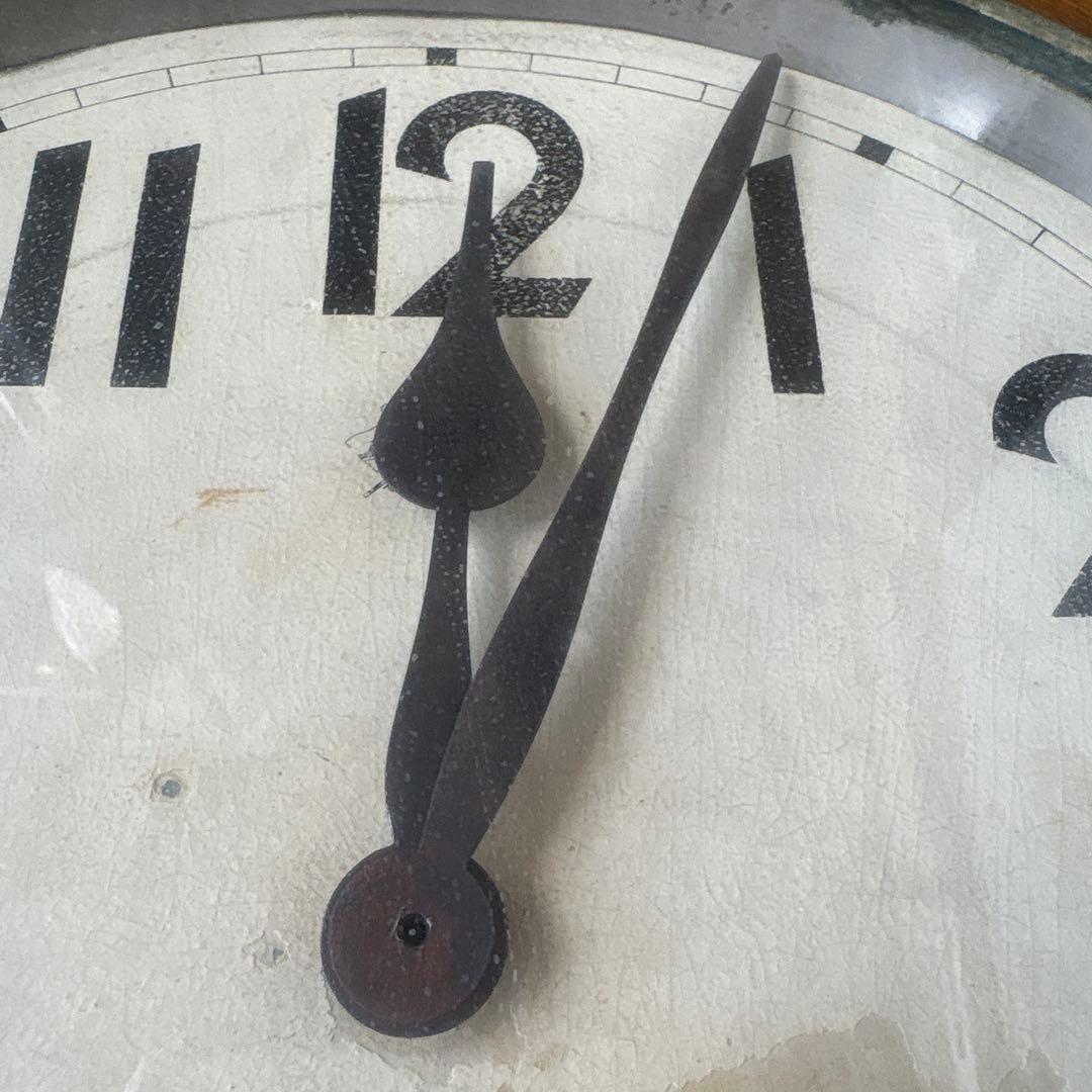 大正頃の吉田時計の木製丸時計　アンティーク時計　電池式