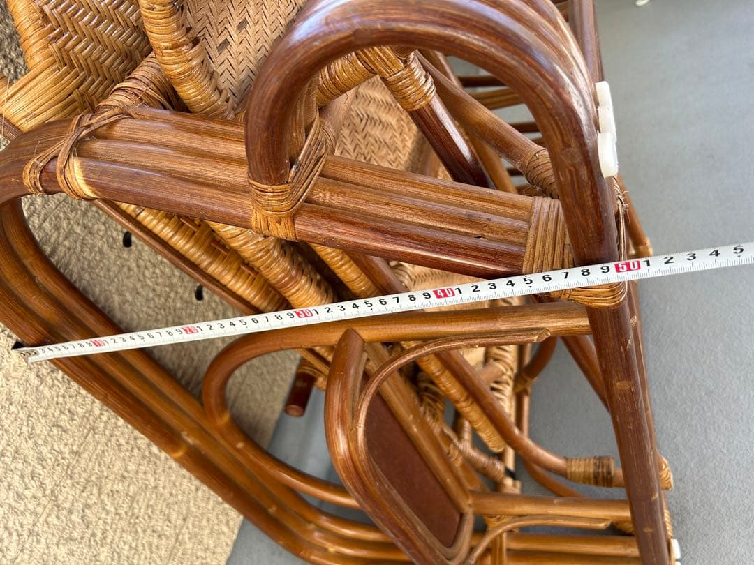 天然籐 ラタンチェア ３段リクライニングチェア リラックスチェア