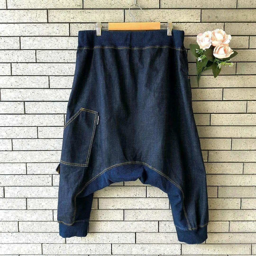 ♠【メルシーボークー】✨美品　サルエルデニム　ストレッチ　インディゴ/藍色　L