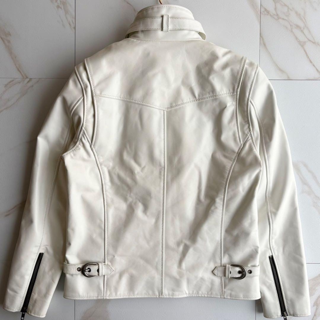 人気◆リューグーレザーズ シングル ライダース レザー ジャケット 白 Lサイズ
