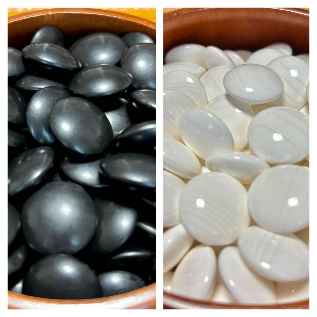 囲碁② 卓上碁盤＋碁笥＋碁石(蛤・那智黒) 33号・月 3点セット