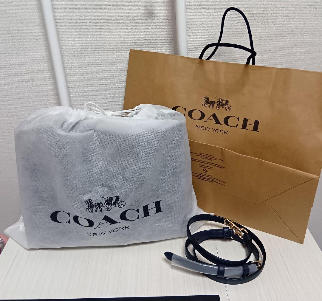 【美品】コーチ COACH レザートートバッグ　F73277 ネイビー