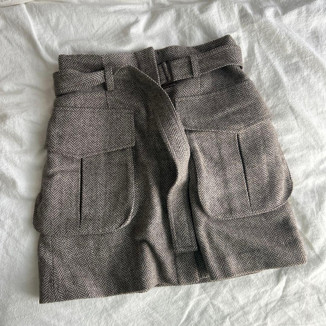 IENA LA BOUCLE ヘリンボーンミニスカート