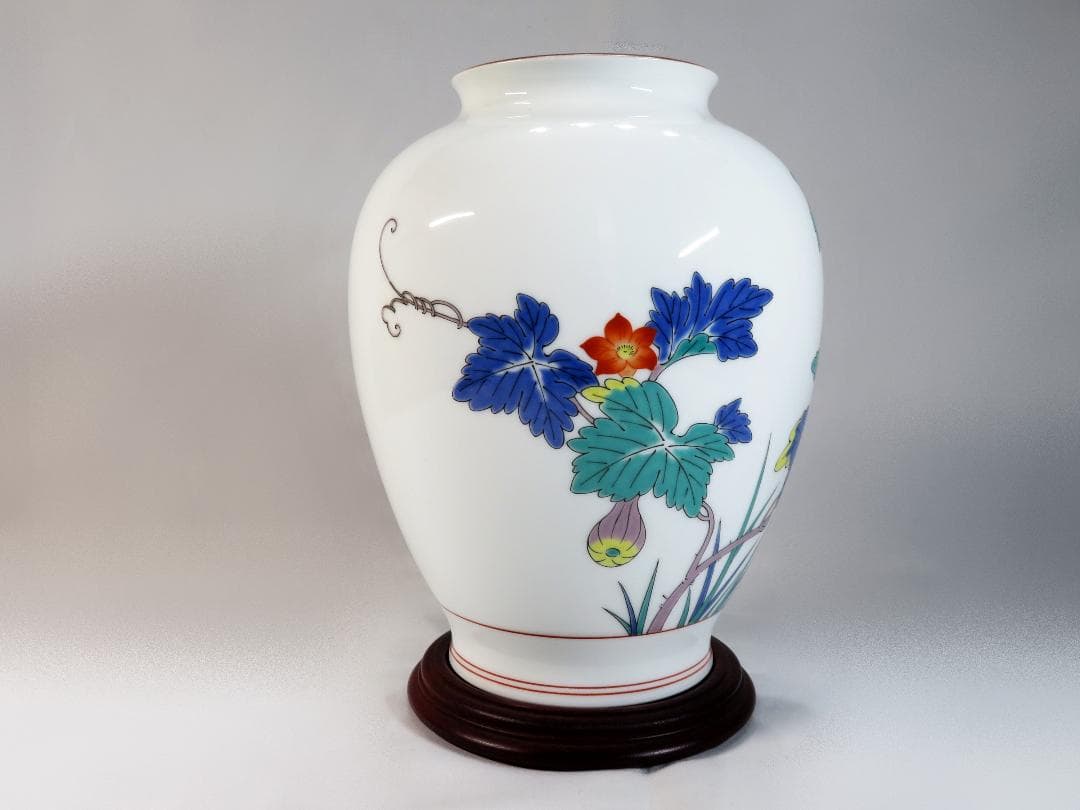 美品 ☆ 十三代酒井田柿右衛門作 花鳥図「夏」の壺 昭和 ヴィンテージ