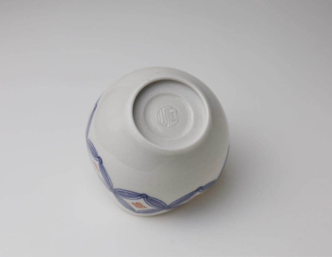 伊東陶山　七宝繋ぎ文　四方　猪口　ぐい呑　煎茶器　茶碗　茶器 10個