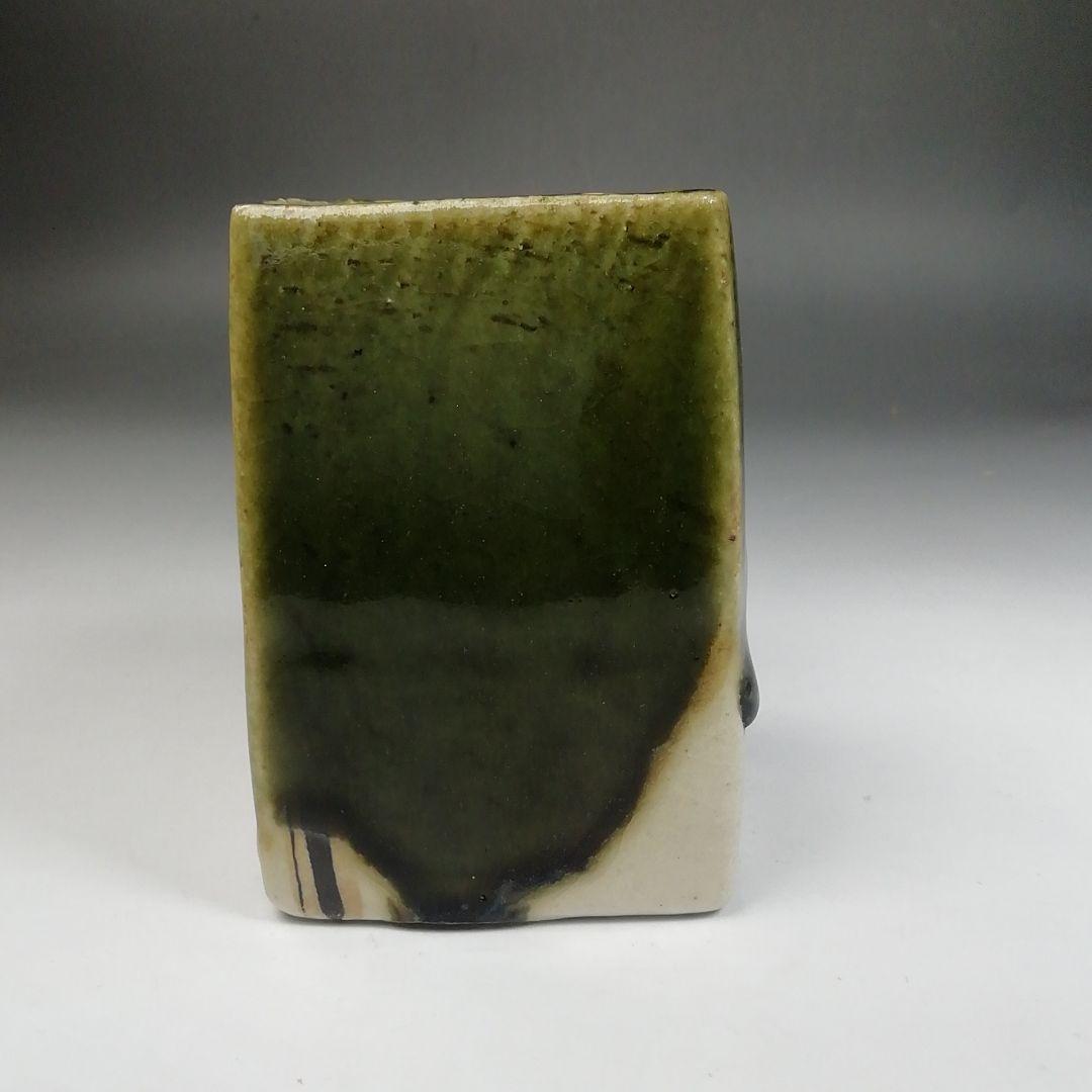 Ｗ４５　火入　『織部　火入』『長谷川青峯 造』　共箱　茶道具