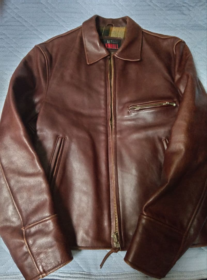 ブラウンレザー シングルライダースジャケット