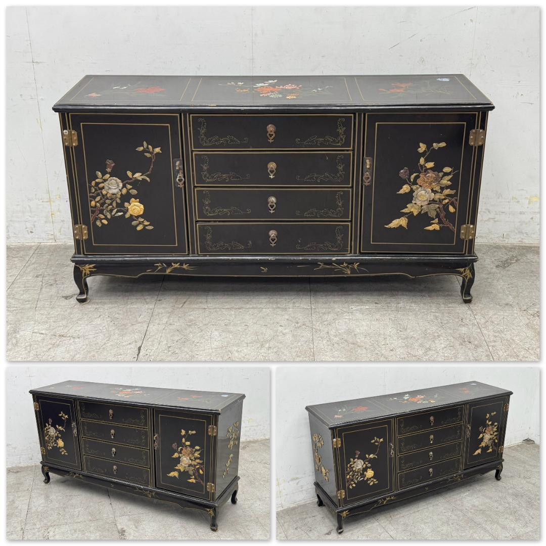 T1201☆サイドボード　アンティーク　石細工　彫刻　飾り棚　キャビネット