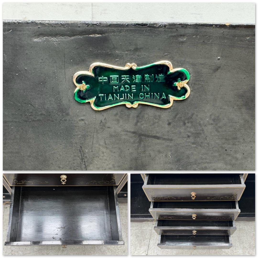 T1201☆サイドボード　アンティーク　石細工　彫刻　飾り棚　キャビネット