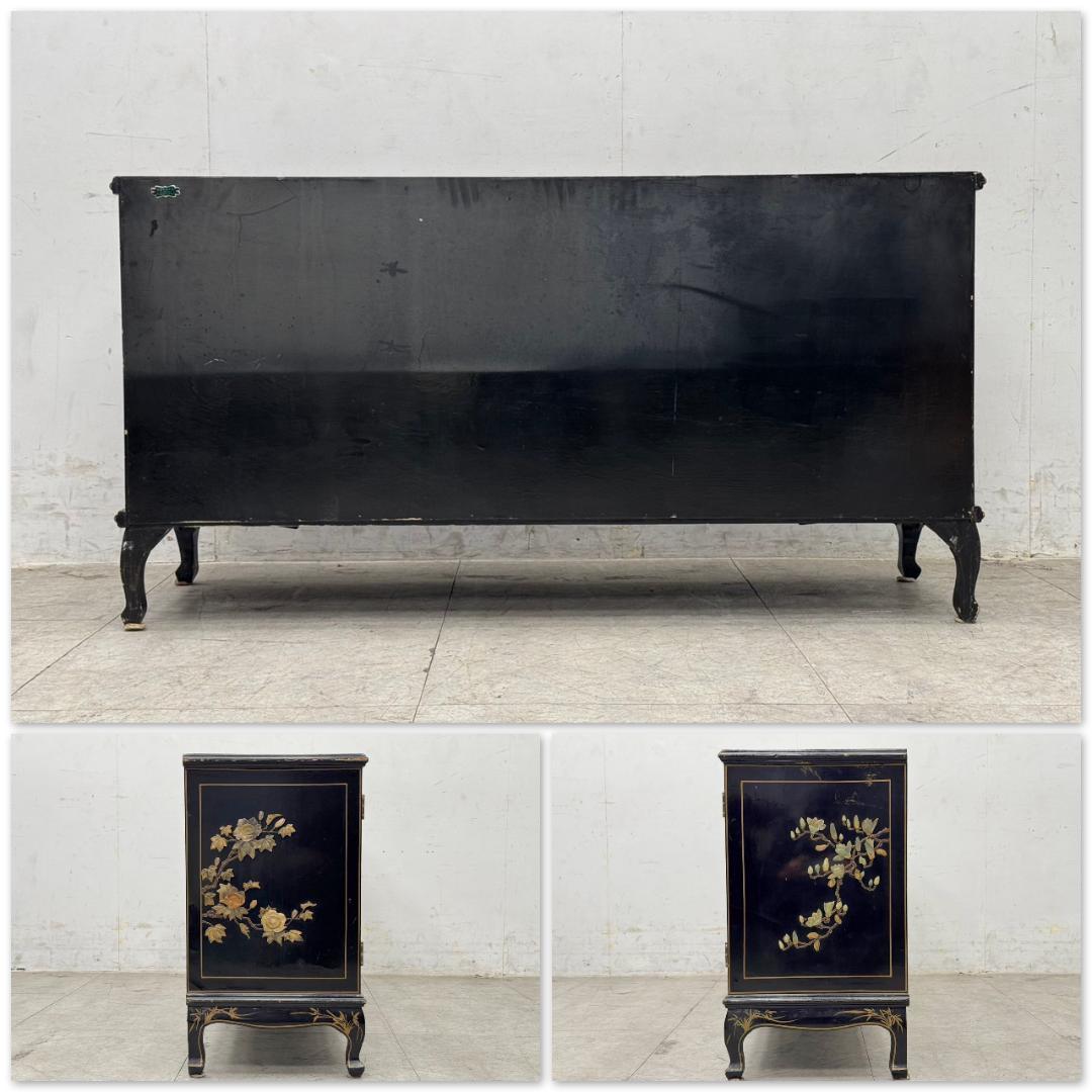 T1201☆サイドボード　アンティーク　石細工　彫刻　飾り棚　キャビネット