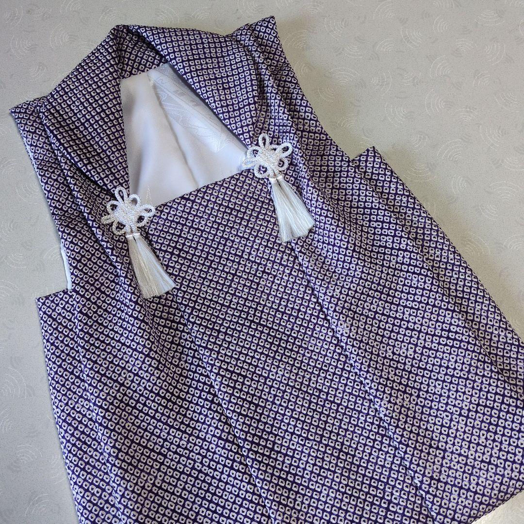 七五三３歳正絹総絞り手縫いの被布（紫色）中綿無し