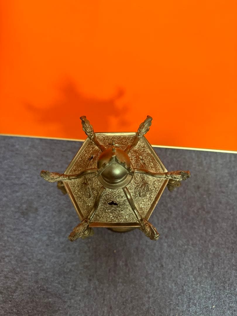 1848  古美術品　銅製　龍文　灯篭  置物　時代物