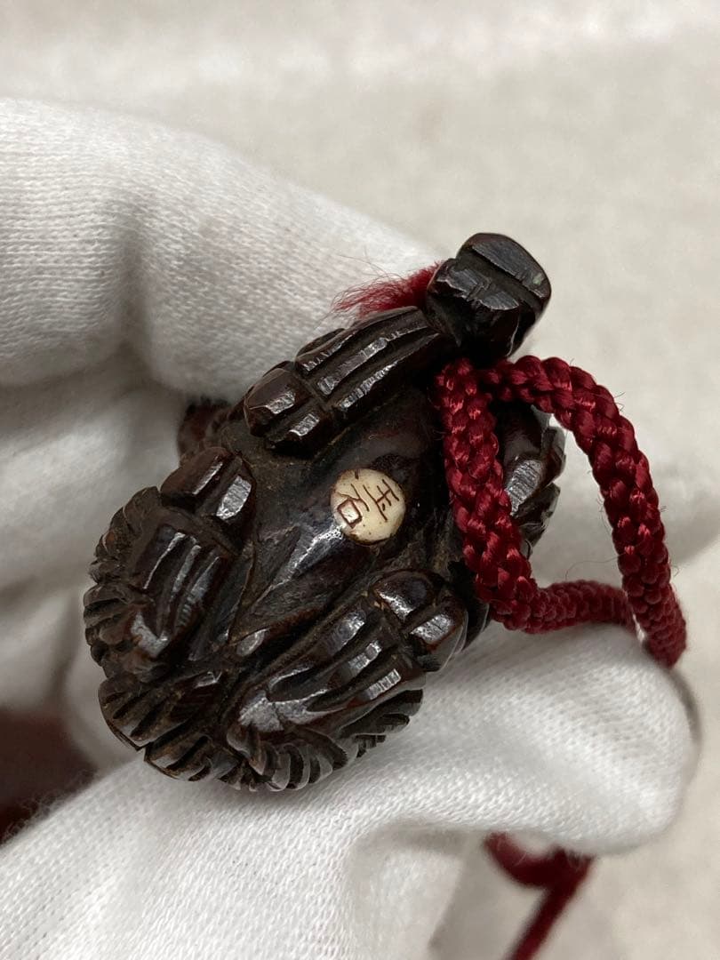 当時物 江戸時代～明治時代 印籠 蒔絵 漆器 3段印籠 玉石在銘 ヤギ根付