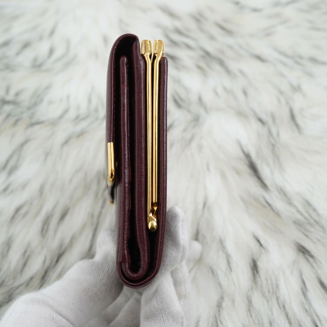 極美品　Cartier カルティエ　三つ折り財布　マストライン　ボルドー