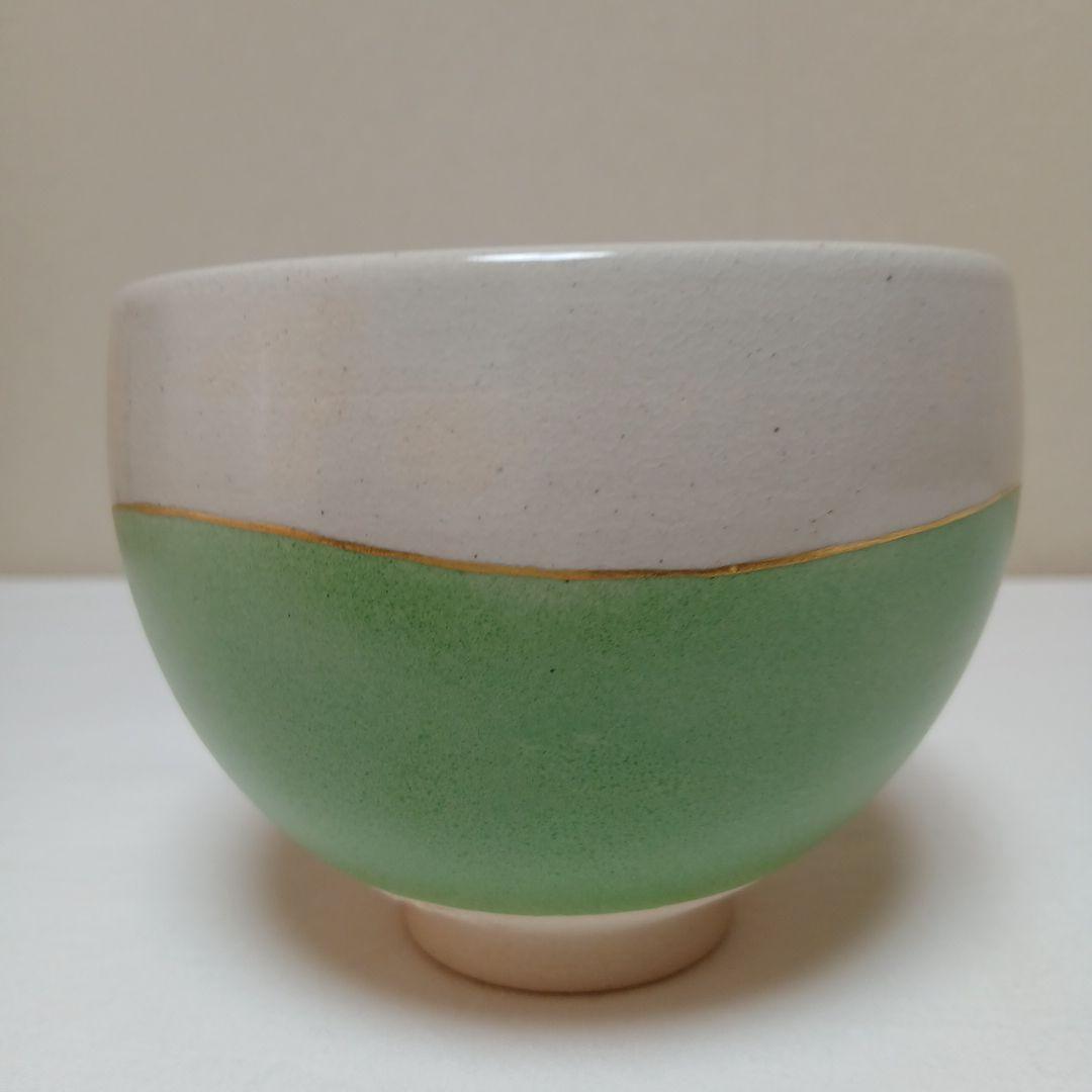 通次阿山作　色絵芽生え茶碗