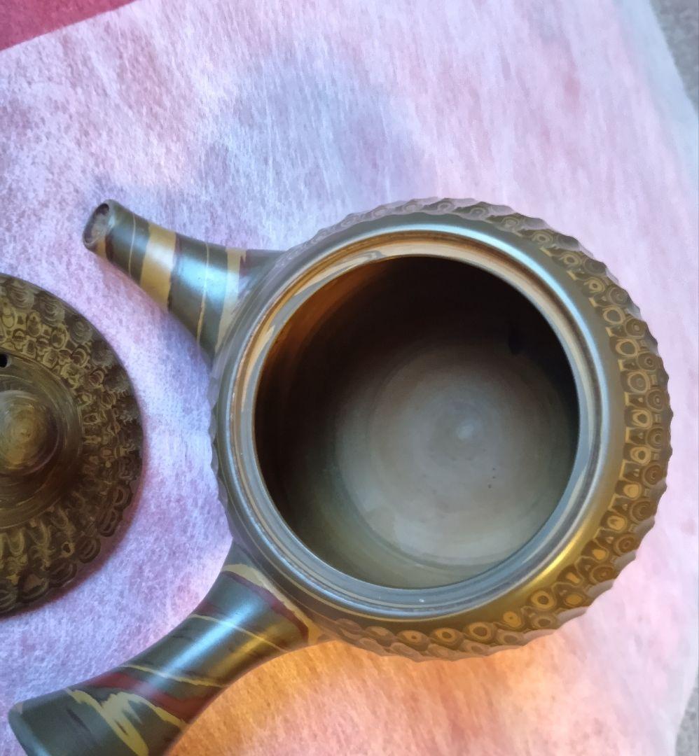 常滑焼 急須 友仙 丸練込 網目カット