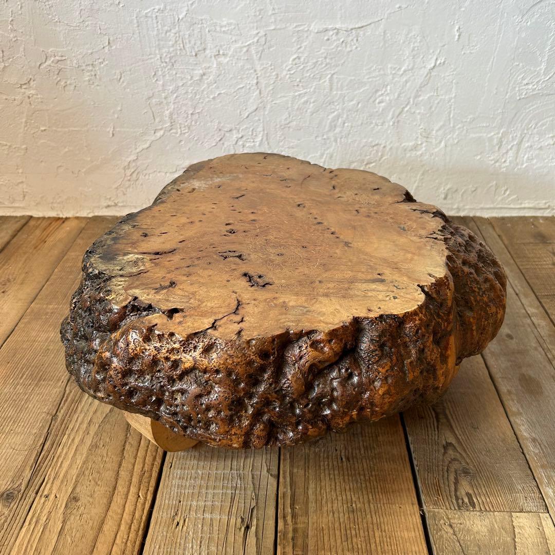 こぶ 無垢 一枚板 天然木 座卓 ローテーブル 鉢台