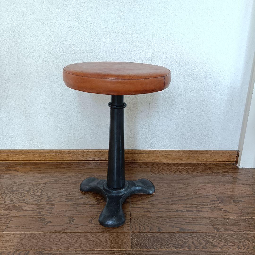 インダストリアル アイアン スツール ビンテージ singer 本革 チェア ①