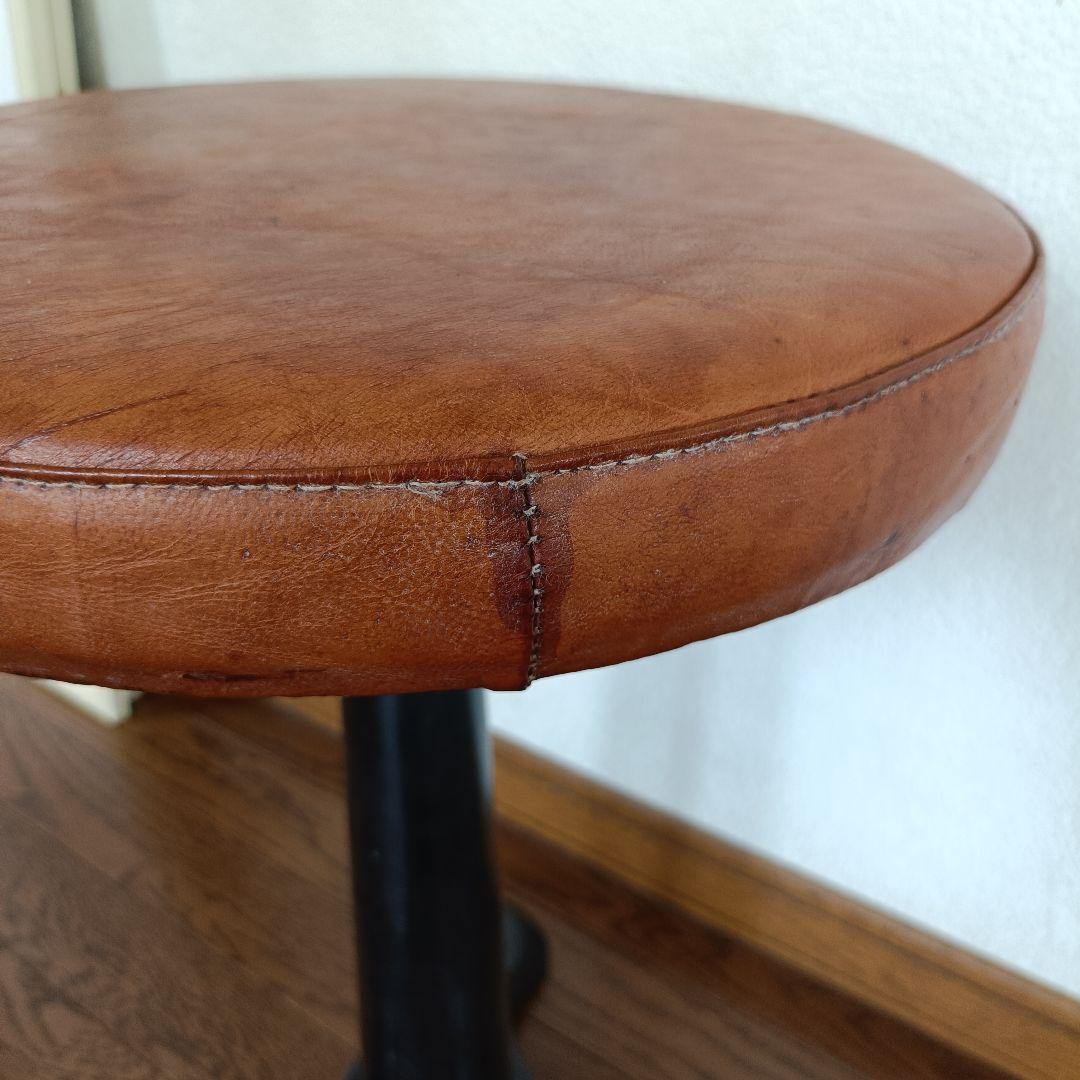 インダストリアル アイアン スツール ビンテージ singer 本革 チェア ①