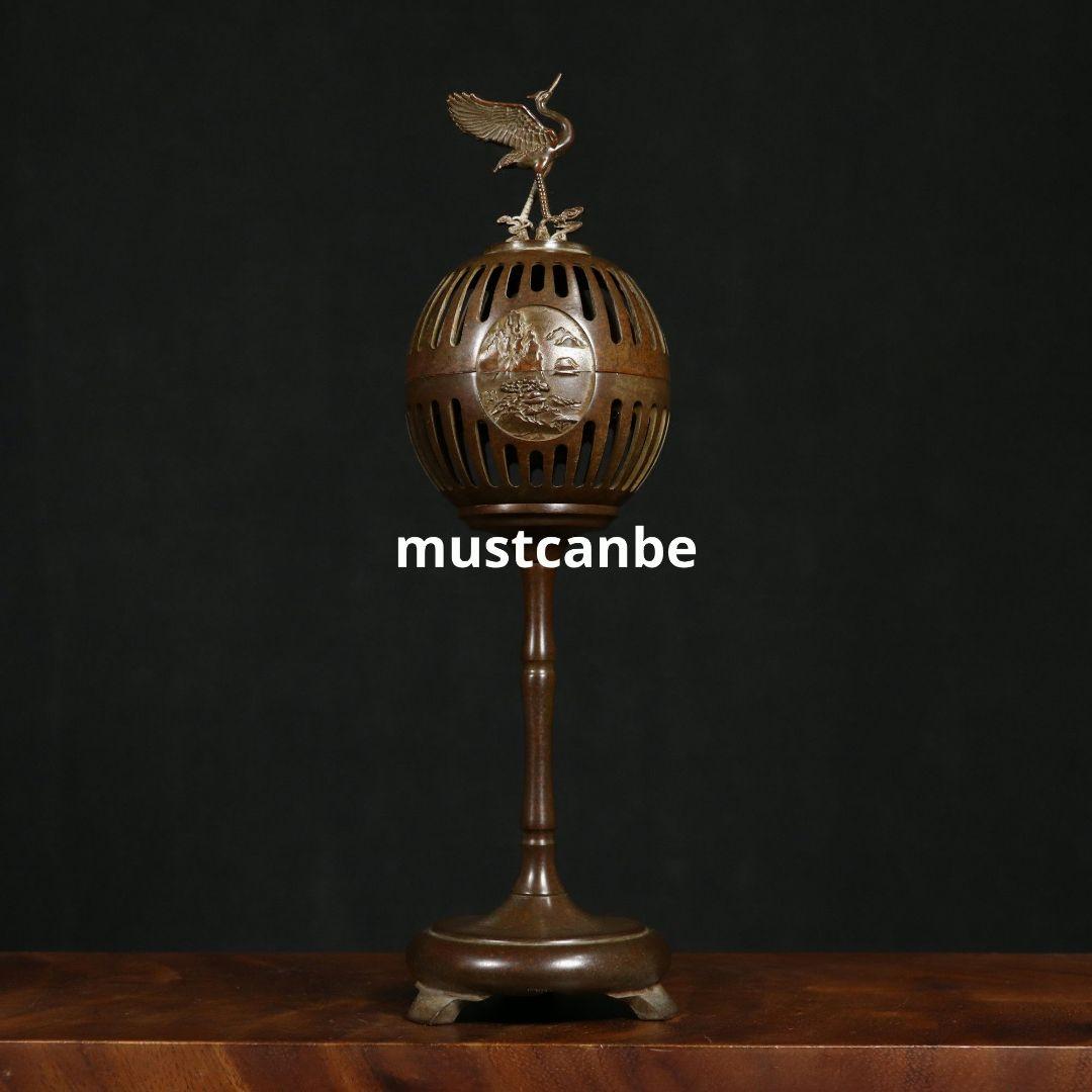 銅 細工 鶴守宮灯香炉 室内檀香香炉 禅意 置物 装飾品 工芸品