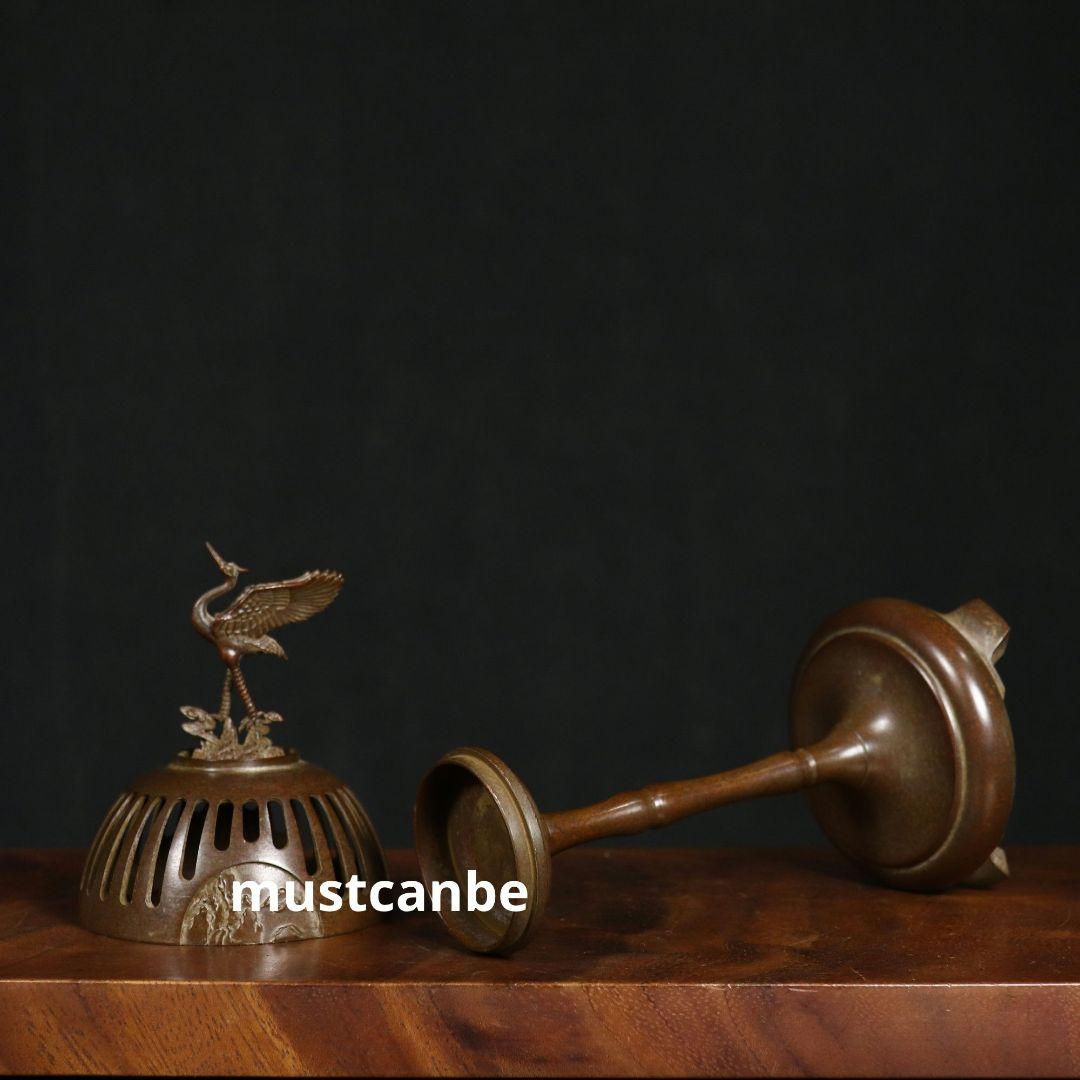 銅 細工 鶴守宮灯香炉 室内檀香香炉 禅意 置物 装飾品 工芸品