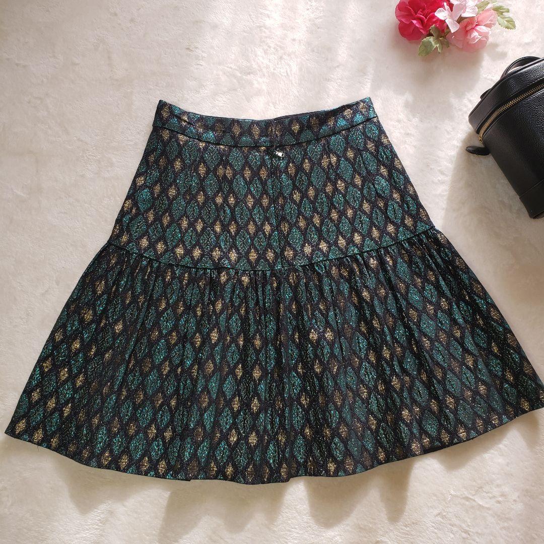 DOLCE&GABBANA　メタリック　マルチカラー　ジャガード　レーススカート