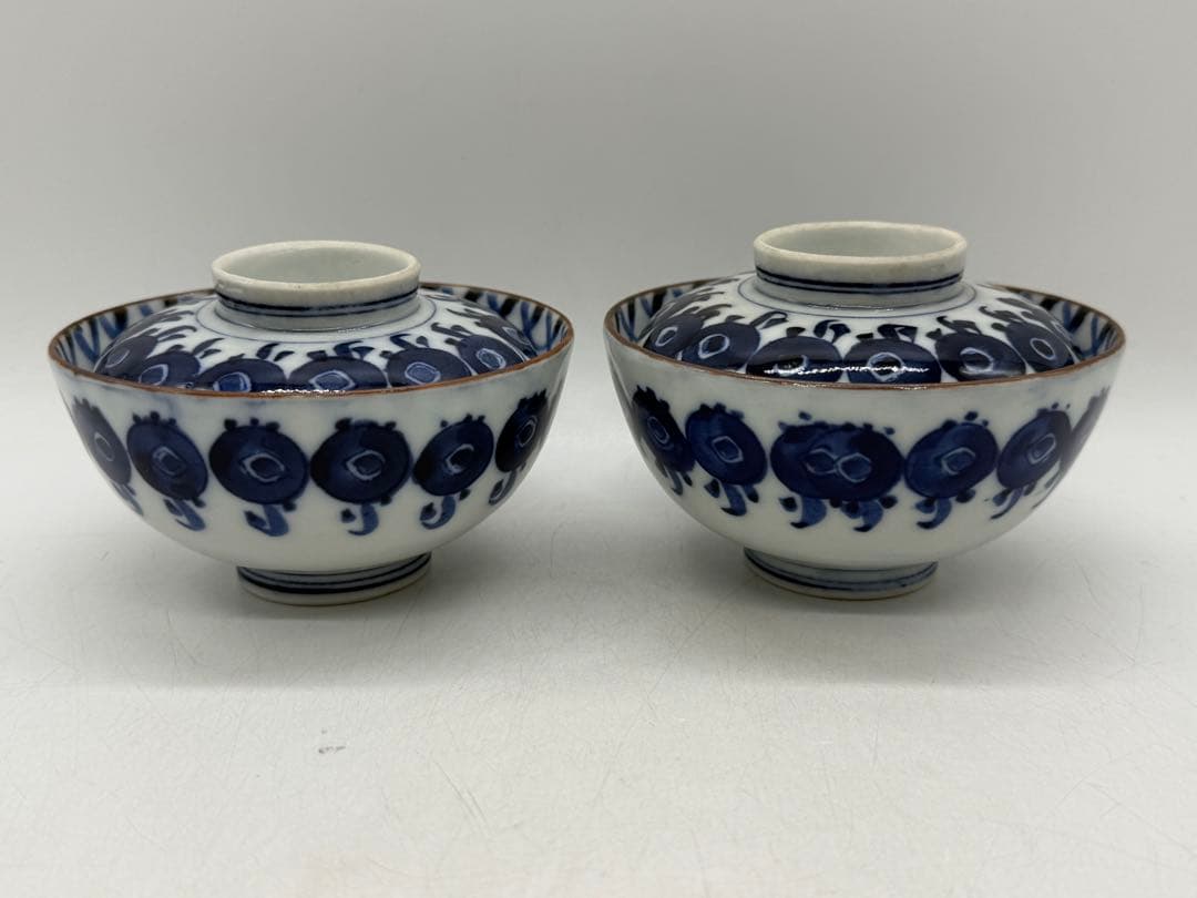 中国　清時代　道光庚子年製　染付蓋茶碗ペア　送料込み251130