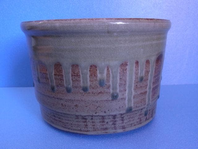 益子焼　中村文昌　緑灰釉水指　緑釉　共蓋　漆塗蓋　茶道具　共箱　落款　掛け流し