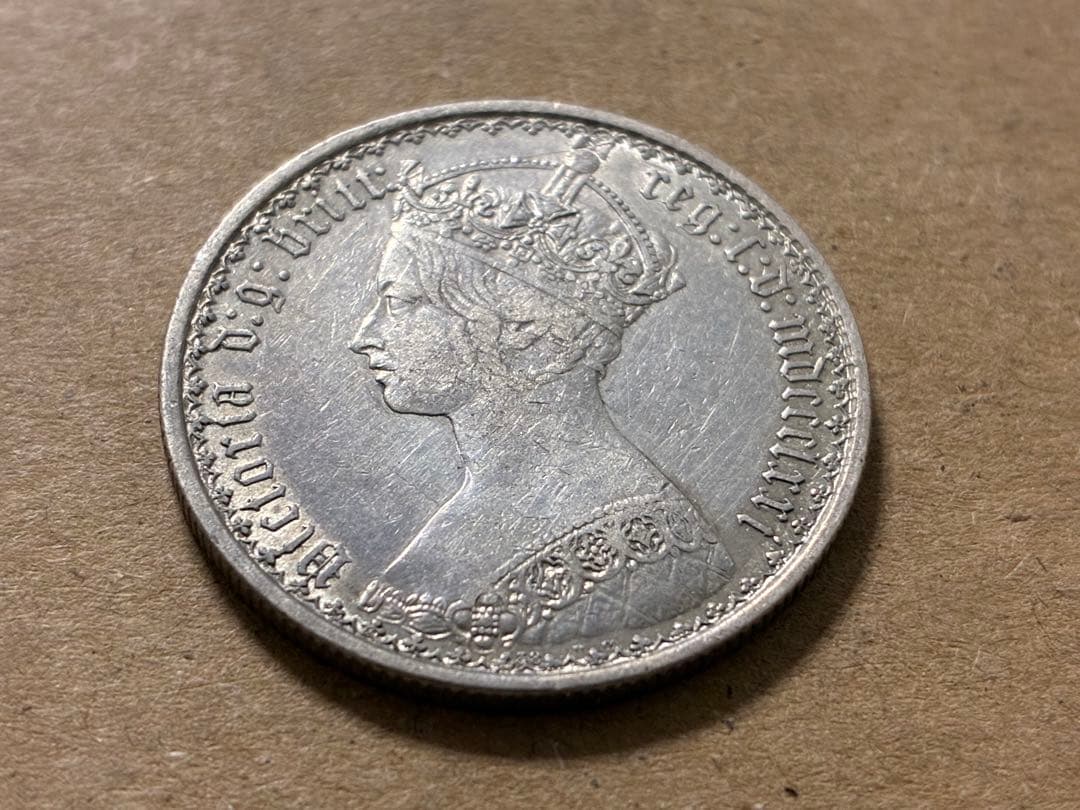 1871年 イギリス ビクトリア女王 ゴチック フローリン 銀貨