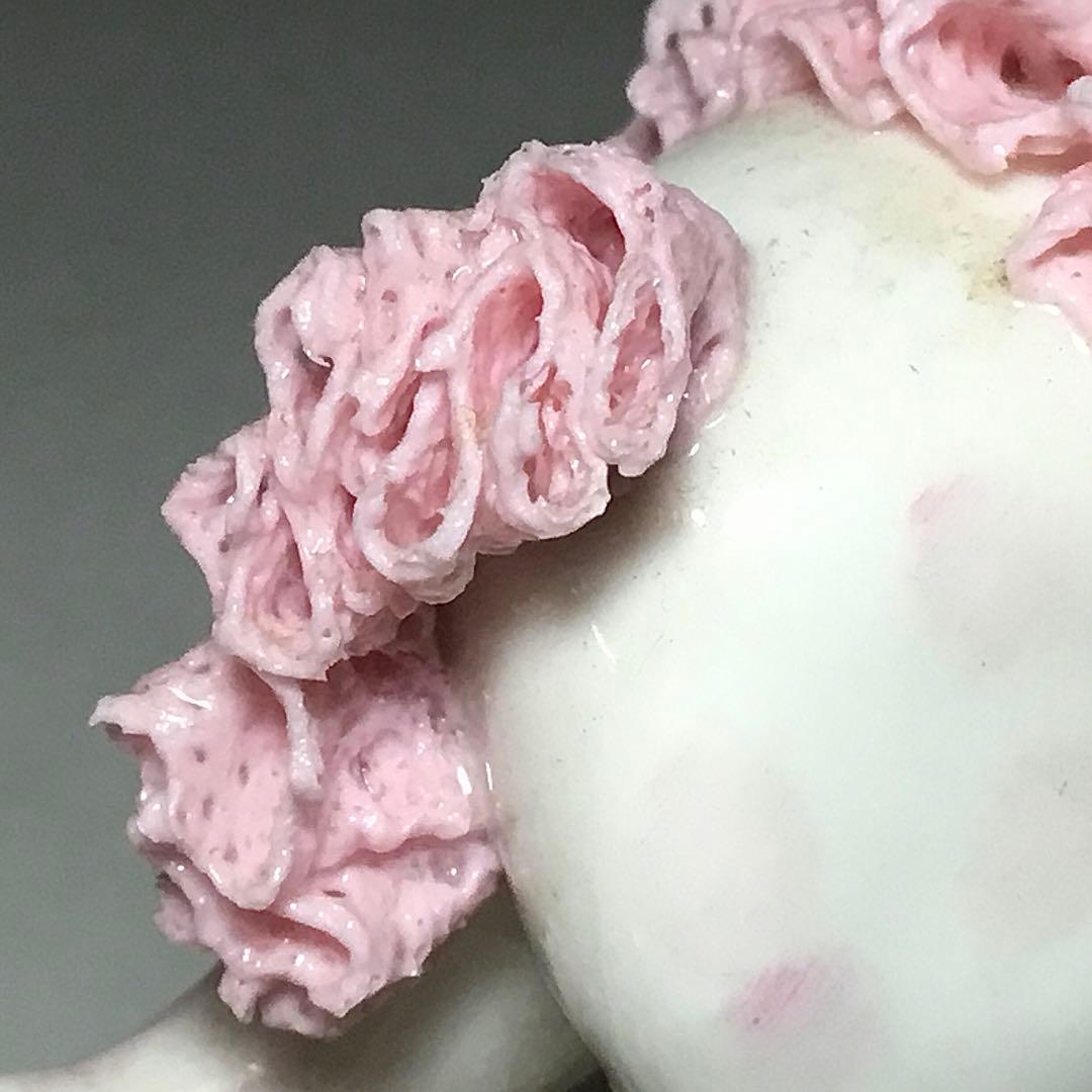 フィギュリン◆ピンクの木馬◆アイルランド 陶器 ビスク ヴィンテージ 置物