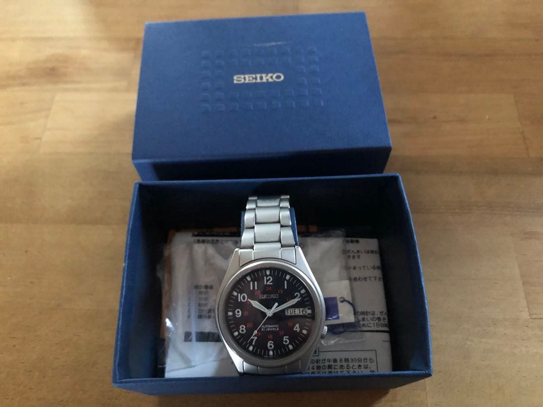 SEIKO 自動巻き時計 ネイビー　価格交渉OK