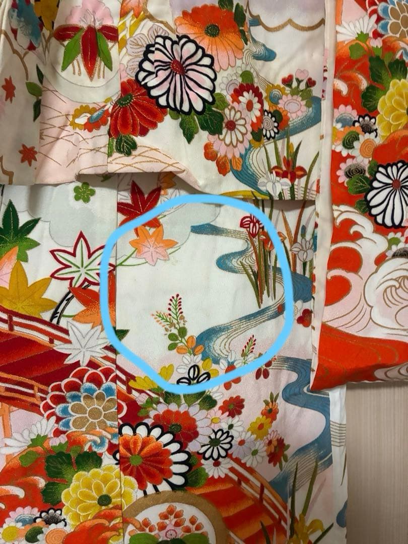 7歳　七五三用 白地に華やかな古典柄着物セット