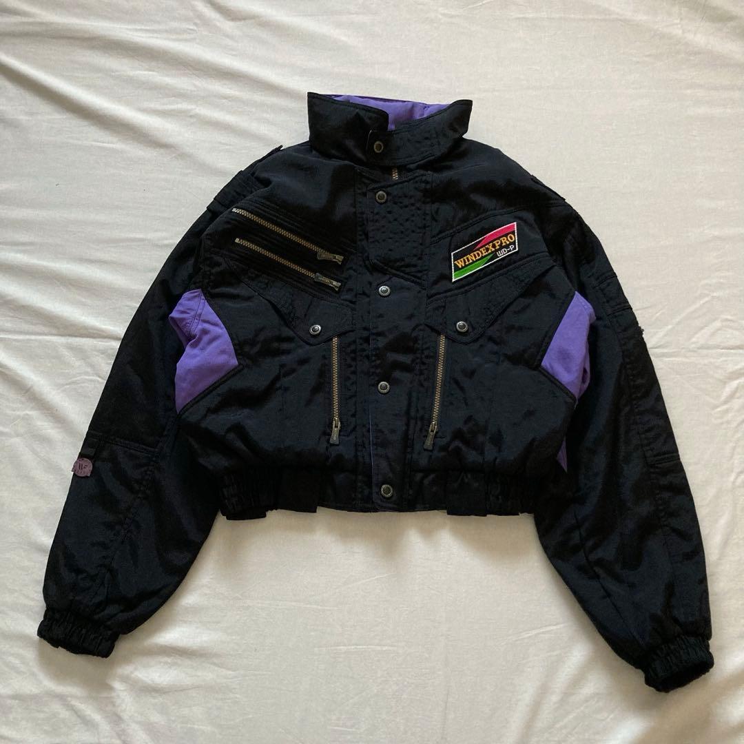 90s vintage shell black bomber jacket 短丈