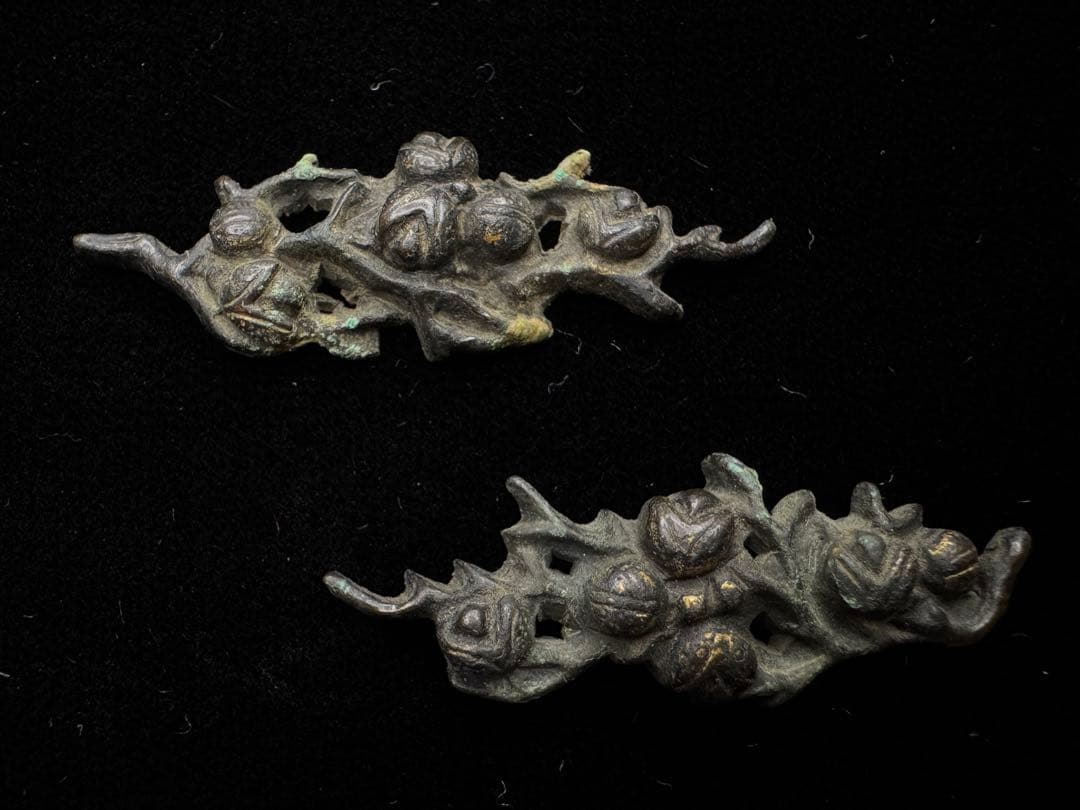 目貫 山椒図 銅地 無銘 日本刀 刀装具 骨董 古美術 江戸期