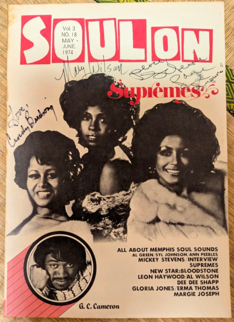 1974年　雑誌　ソウルオン　シュープリームス　サイン入り　当時物