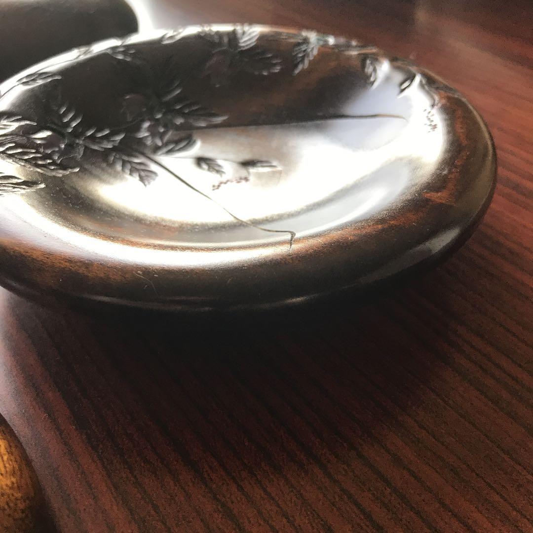 川添日記 にっき おたふく皿 漆器 5枚組 草木彫 未使用 お茶席 インテリア