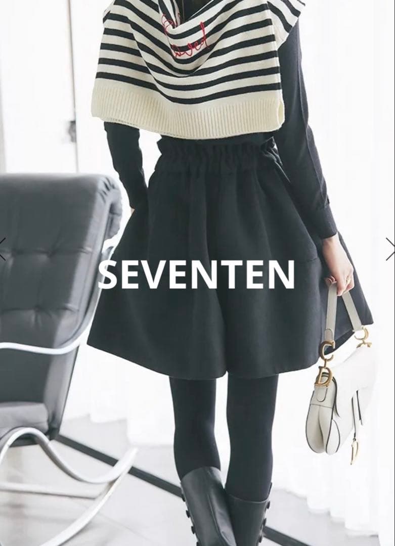 SEVENTEN ハイウエストフレアキュロット ブラック　M