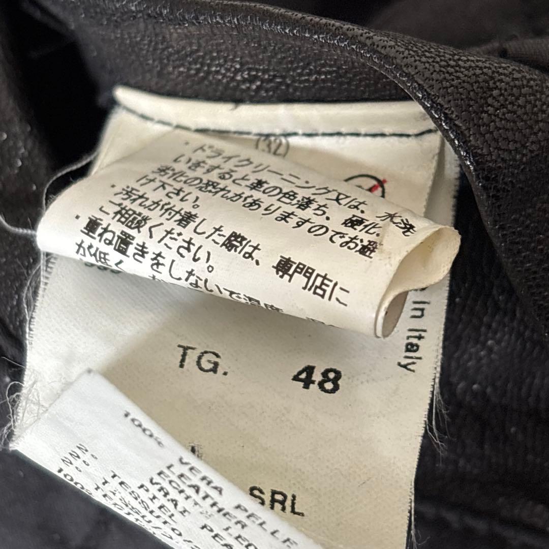 黒タグ エンポリオアルマーニ ライダース レザージャケット 本革 48 なめし革