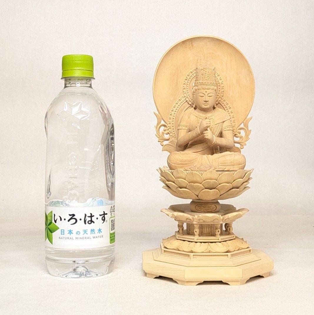 【フォロー割・新品】 大日如来　柘植　八角台座 高さ約23.5㎝　上彫　真言宗