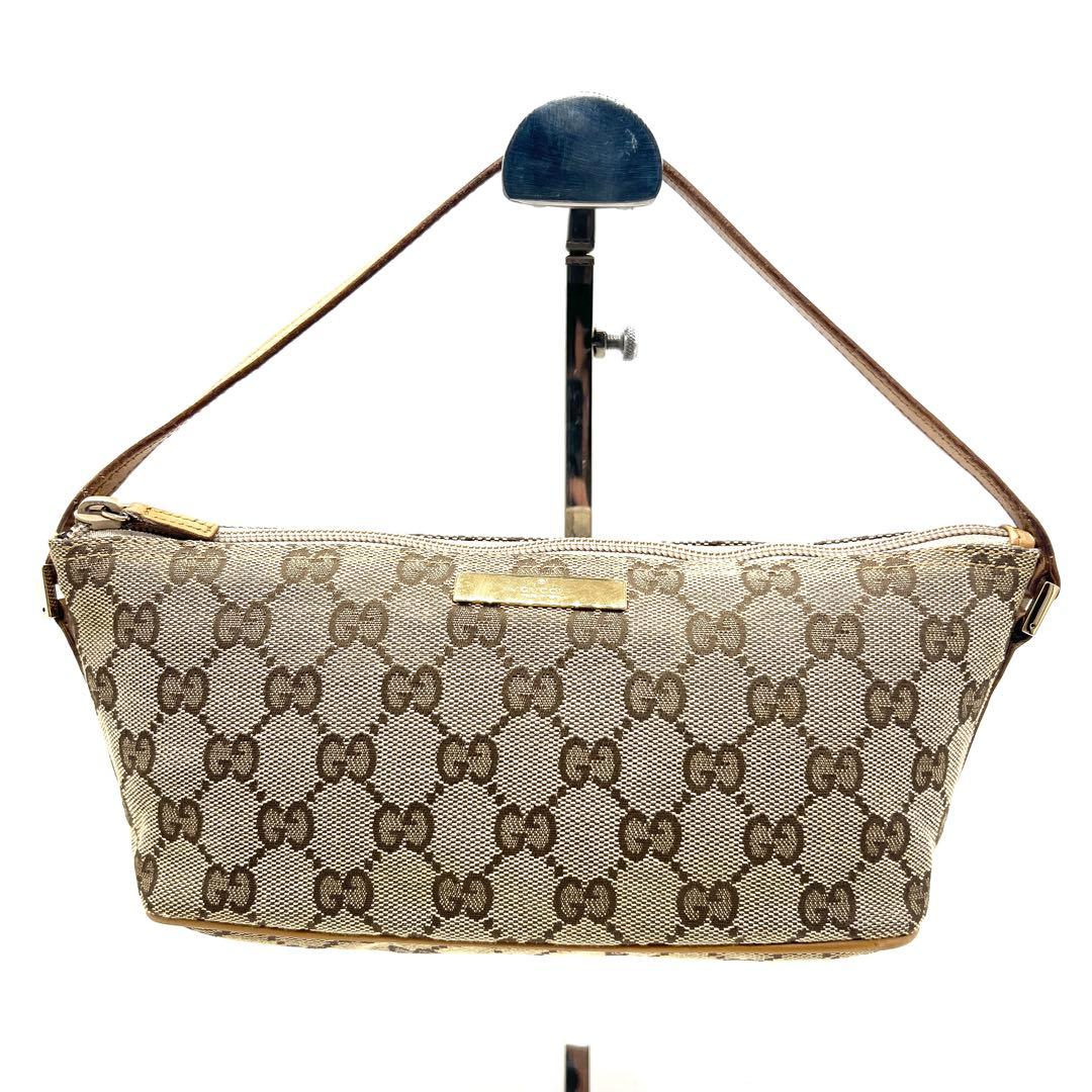 【極美品】グッチ GG ハンドバッグ アクセサリーポーチ キャンバス レザー