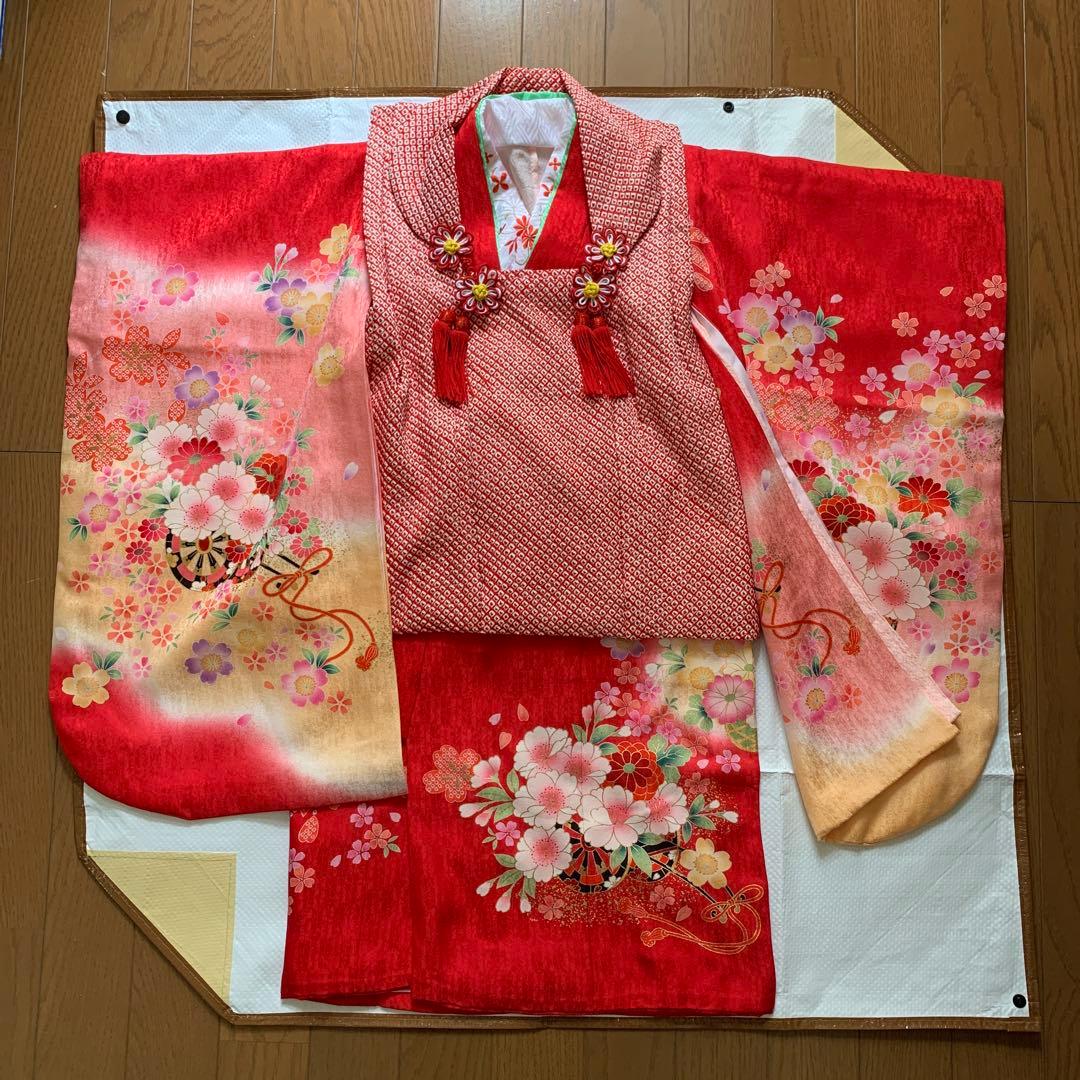 七五三　3歳　着物　被布　正絹