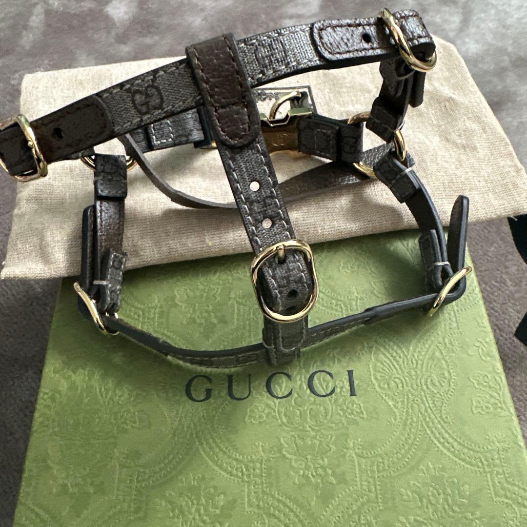 GUCCI ダークブラウン レザーハーネス