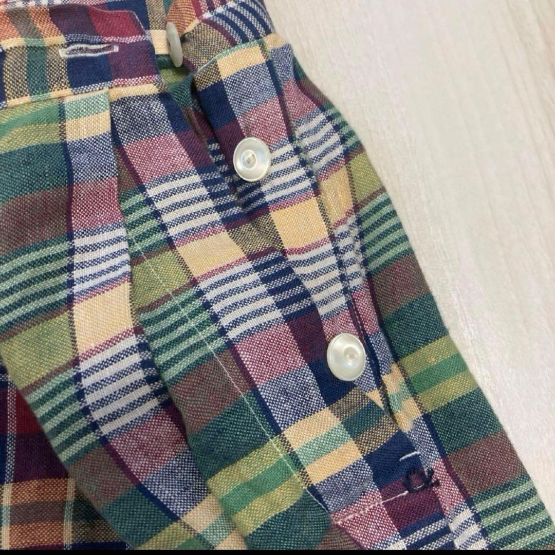 45R チェック柄　リネンタックワイドパンツ　ロングキュロット　サイズ2