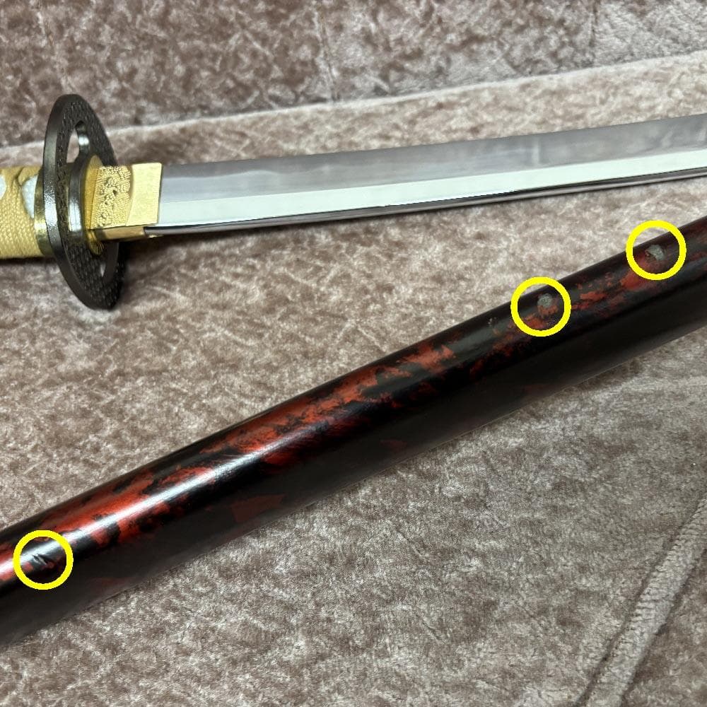 模造刀剣 逆刃刀 大刀 茶糸仕様 雲龍鞘 黒朱乱れ塗り鞘 木製鞘 るろうに剣心