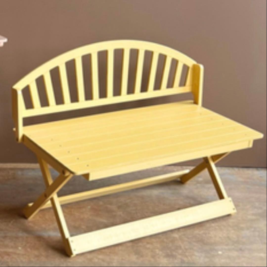 ペット・人形　撮影用折りたたみ木製ベンチ