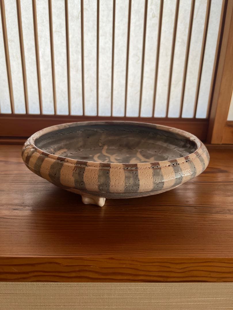 作家物 陶芸 鉢 共箱・しおり付き 銘「七斗美」 直径約29cm