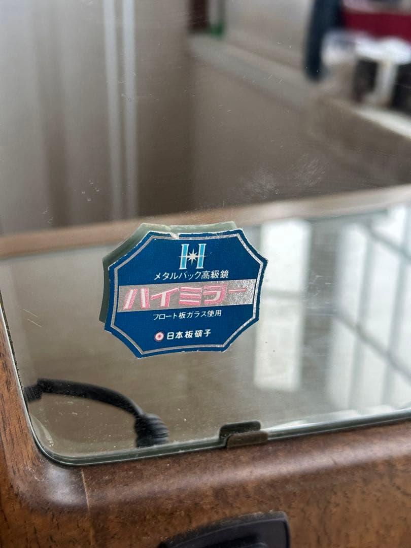 【みー】木製ドレッサー オーバルミラー付きコンセント付き　セット