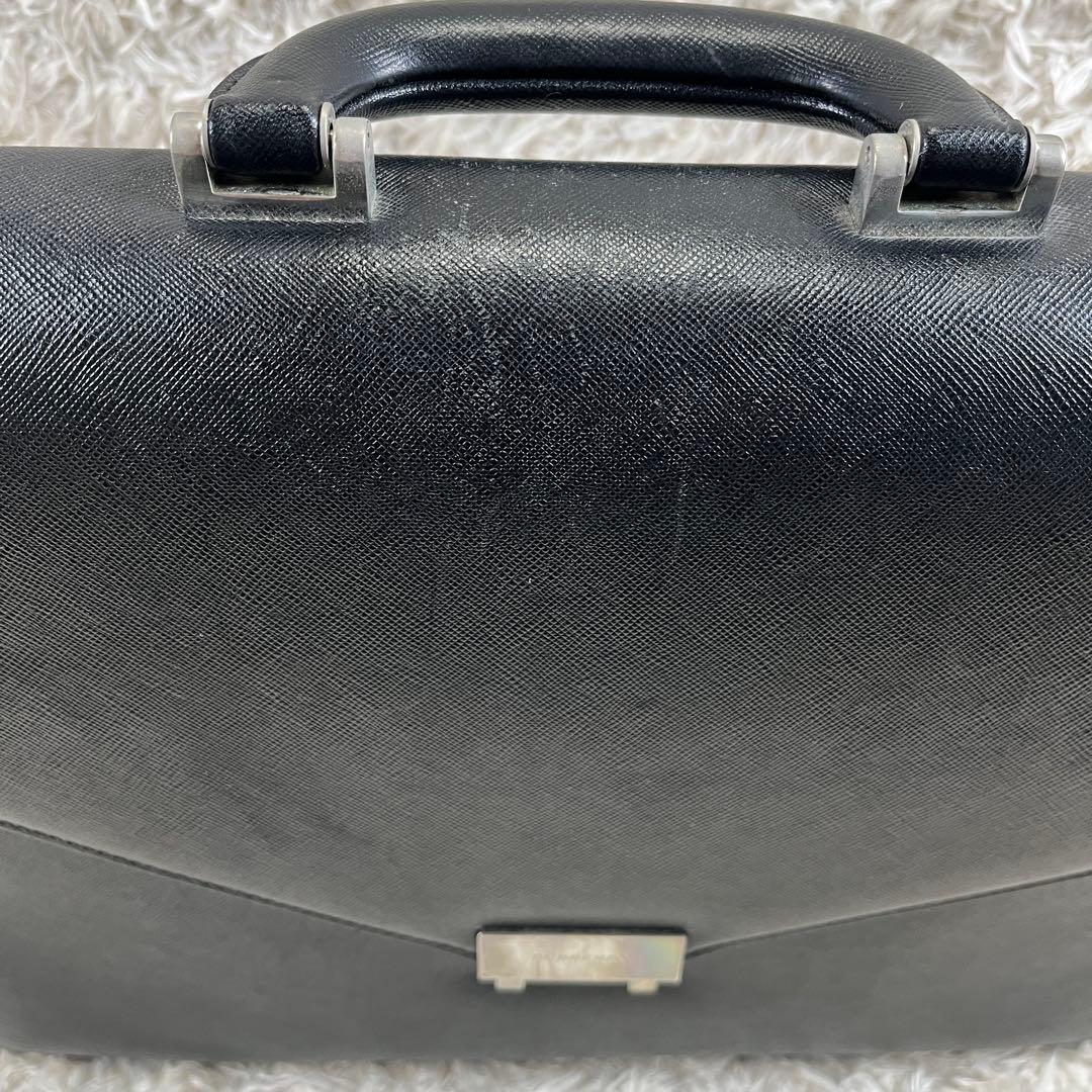 バーバリー ビジネスバッグ ブリーフケース サフィアーノ レザー A4 ブラック